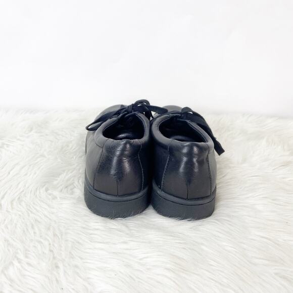 Eileen Fisher 9 Womens Black Leather Cal Washed Fashion Sneakers - Picture 3 of 10